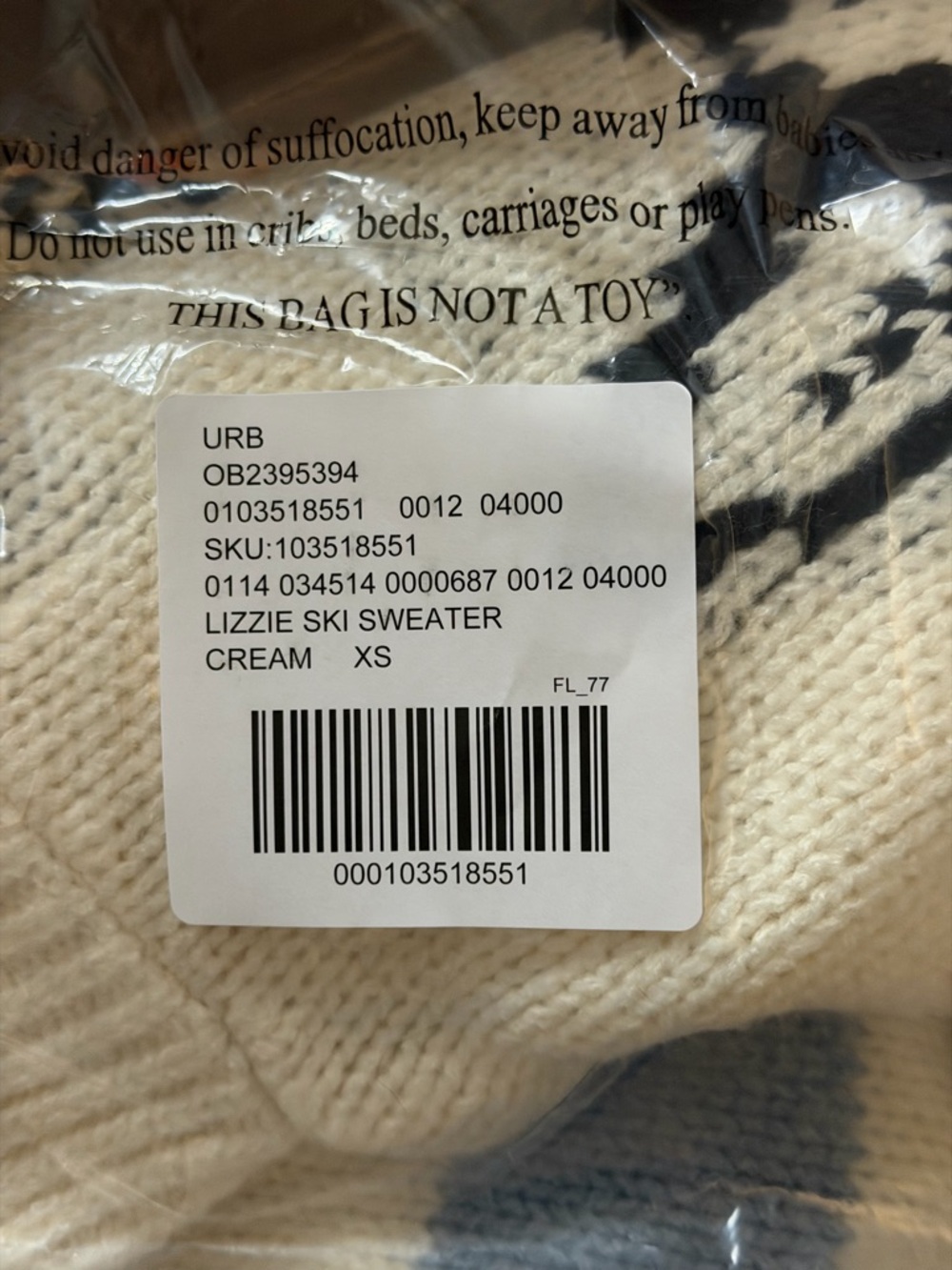 BDG Lizzie Alaska Husky Graphic Quarter Zip Pullover Sweater XS BNWT - Picture 10 of 10